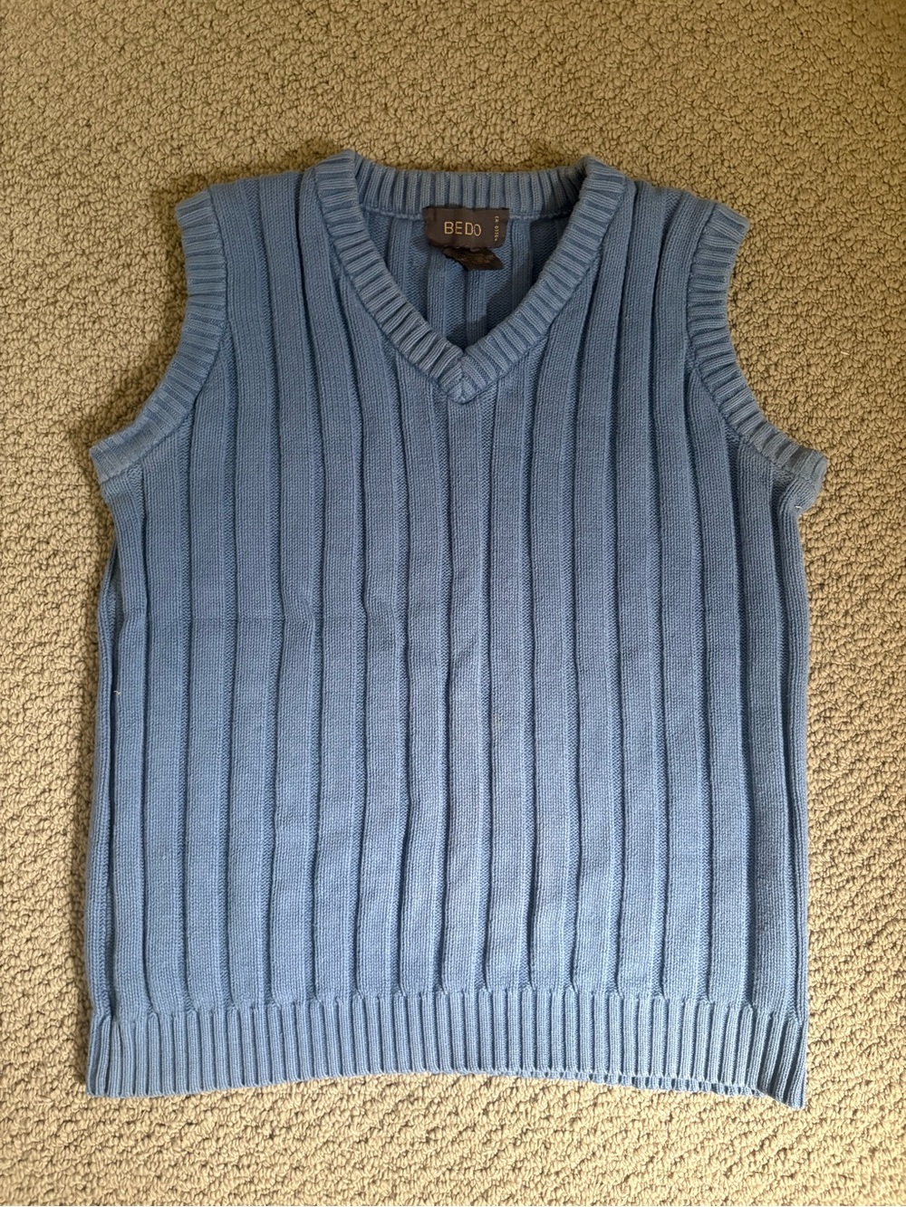 Light Blue BEDO Ribbed V-Neck Sweater Vest for Men
